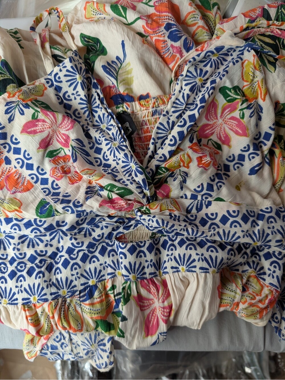 Angie Sleeveless Boho Retro Floral Hanky Hem Dress Size Large - Picture 4 of 6